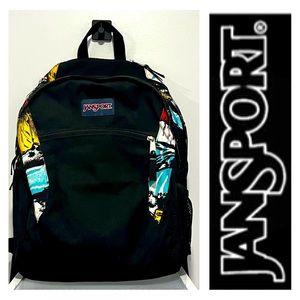 JANSPORT Canvas Backpack with Tropical Print on Sides.